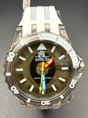 Invicta Translucent Diver Watch with Olive Dial and White Strap - 69448